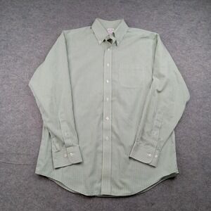 Brooks Brothers Dress Shirt Mens 15.5 34/35 Green Gingham Regular Fit Non Iron